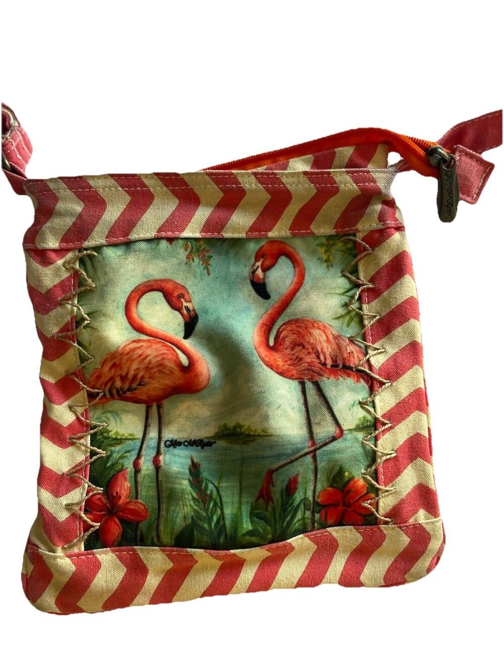 Kate McRostie Crossbody Flamingo Print Purse Bag